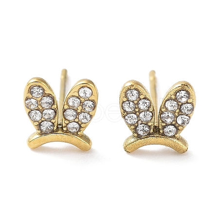 304 Stainless Steel with Rhinestone Stud Earrings EJEW-Q788-02G-1