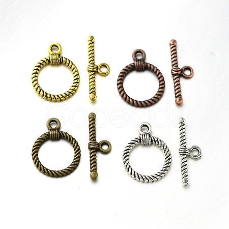 Tibetan Style Alloy Ring Toggle Clasps PALLOY-N0112-01-1