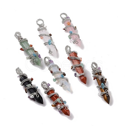 Natural & Synthetic Gemstone Pointed Big Pendants G-H274-05P-1