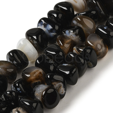 Natural Black Agate Beads Strands G-NH0017-B04-03-1