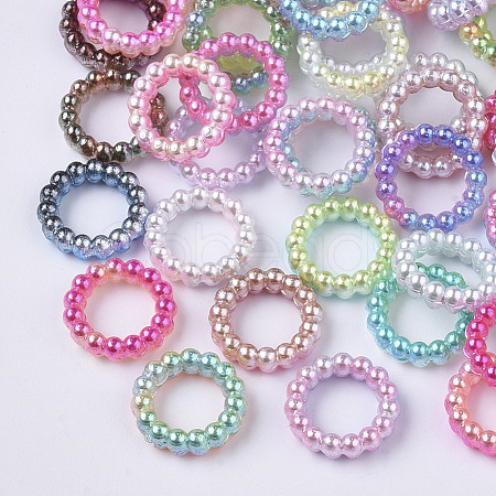 ABS Plastic Imitation Pearl Linking Rings OACR-N005-6mm-07-1