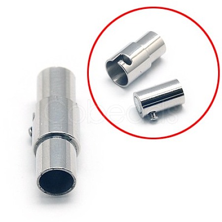 304 Stainless Steel Locking Tube Magnetic Clasps STAS-E006-65-1