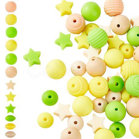 HOBBIESAY 12 Style Food Grade Eco-Friendly Silicone Beads SIL-HY0001-06-1