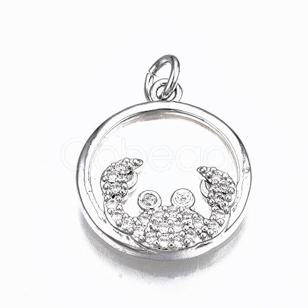 Brass Micro Pave Clear Cubic Zirconia Pendants ZIRC-S067-035P-NR-1