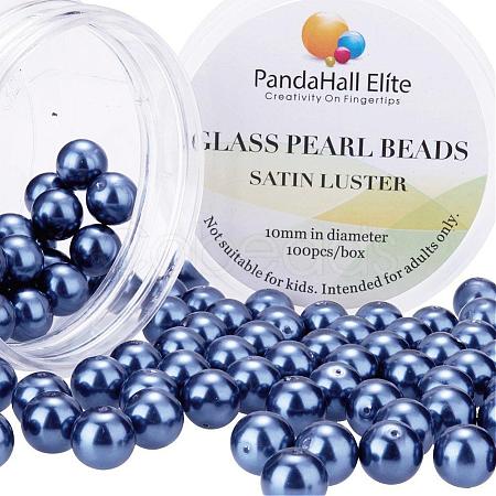 Pearlized Glass Pearl Round Beads HY-PH0001-10mm-069-1