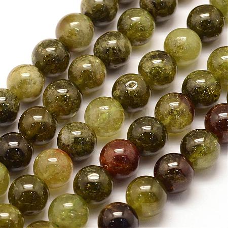 Natural Green Garnet Beads Strands G-G661-11mm-1