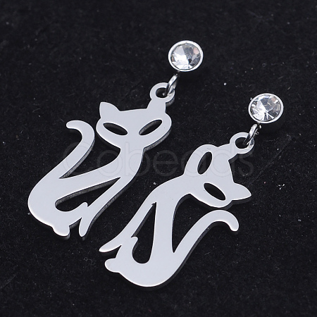 201 Stainless Steel Dangle Stud Earrings EJEW-T008-JN743-1