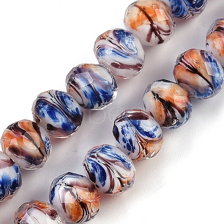 Handmade Gold Sand Lampwork Beads Strands LAMP-R141-8mm-20-1