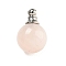 Natural Rose Quartz Perfume Bottle Pendants, with 304 Stainless Steel Findings, Round, 25x16mm, Hole: 2mm