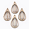 Unfinished Hollow Wood Big Pendants, Laser Cut Wood Shapes, Teardrop, Antique White, 57~58x31x2.5mm, Hole: 2mm