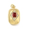 Brass Cubic Zirconia Locket Pendants, Photo Frame Charms, with Jump Ring, Real 18K Gold Plated, FireBrick, Rectangle, 32.5x20x14.5mm, Hole: 4mm, Inner Diameter: 26.5x17mm