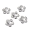 Brass Bead Cap, 5-Petal Flower, Platinum, 13x13.5x0.5mm, Hole: 1.5mm