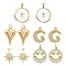 10Pcs 5 Style Brass Pendants, with Enamel & Cubic Zirconia, Flat Round & Moon & Sun & Round, Mixed Color, 2pcs/style