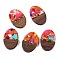 Transparent Resin and Walnut Wood Pendants, Oval Charms with Gold Foil, Colorful, 23x15.5x3.5mm, Hole: 2mm