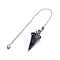 Resin Pointed Dowsing Pendulums, with Natural Lapis Lazuli Chips Inside and Brass Findings, Faceted Cone, 240mm