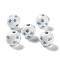 Printed Wood European Beads, Round with Snowflake, Steel Blue, 16x15mm, Hole: 4mm