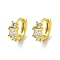 Brass Micro Pave Cubic Zirconia Hoop Earring, Real 18K Gold Plated, Clear, 10.5x4.8mm