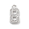 Brass Micro Pave Clear Cubic Zirconia Pendants, Number Charms, Number 8, 12.5x6x1mm, Hole: 1.5mm