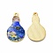 Alloy Printed Pendants, Cadmium Free & Nickel Free & Lead Free, Bulb, Medium Blue, 28x17x2mm, Hole: 1.8mm