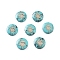 Synthetic Turquoise Beads, with Golden Tone Brass Slices, Flat Round, Eye, 15x4mm, Hole: 1mm