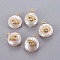 Natural Cultured Freshwater Pearl Pendants, with Brass Micro Pave Cubic Zirconia Cabochons, Nuggets with Eye, Clear, Golden, 14~28x12~22x5~12mm, Hole: 1.2mm