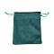 Velvet Jewelry Drawstring Storage Pouches, Rectangle, Teal, 13.7x11.6x0.4cm