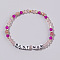 Mother's Day Jewelry, Acrylic Alphabet  with Glass Beaded Stretch Bracelets,  Unique Design Women's Bracelet, Pink