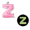 Luminous Resin Pendants, Glow in the Dark, with Platinum Plated Loop, Letter, Letter Z, 21~24x5.5~28x5~5.5mm, Hole: 1.8mm