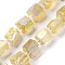 Electroplated Natural Quartz Beads Strands, Hexagon Prism, Irregular Shape, Champagne Yellow, 8~13x10~14x6~11mm, Hole: 1mm, about 15~16pcs/strand, 7.8~8 inch(20~20.5cm)