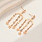 Geometric Brass Tassel Stud Earrings, Fashionable and Simple, European and American Style, Real 18K Gold Plated, Star, 53x18mm