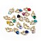 Real 18K Gold Plated Rack Plating Brass Micro Pave Clear Cubic Zirconia Pendants, with Glass, Long-Lasting Plated, Cadmium Free & Lead Free, Leopard with Heart Charm, Mixed Color, 28.5x17.5x8mm, Hole: 5x3.2mm