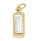 Glass Pendants, with Ion Plating(IP) 304 Stainless Steel Findings, Manual Polishing, with Jump Ring, Rectangle Charms, Real 18K Gold Plated, Clear, 11x4x3.5mm, Hole: 2.5mm