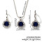 Brass Rhinestones Flat Round Jewelry Set, Earrings & Necklaces Set for Fashionable Women, Dark Blue