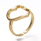 Brass Open Heart Ring, Cuff Rings, Cadmium Free & Lead Free, Real 18K Gold Plated, US Size 6(16.5mm)