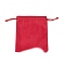 Velvet Jewelry Drawstring Storage Pouches, Rectangle, Crimson, 13.7x11.6x0.4cm