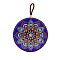 Flat Round with Mandala Pattern Ceramic & Cork Cup Coaster, Heat Resistant Pot Mats, for Home Kitchen, Indigo, 160mm