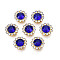 Sew on Rhinestone, Transparent Glass Rhinestone, with Iron Prong Settings, Faceted, Flower, Sapphire, 12x5mm, Hole: 1.2mm