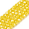 Electroplate Glass Beads Strands, Opaque Solid Color, AB Color Plated, Faceted, Rondelle, Yellow, 2.3~2.7x2mm, Hole: 0.4mm, about 150~155pcs/strand, 32~33cm