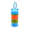 PP Plastic Pet Portable Three Layer Snacks Box, Water Drinking Bottle Outdoor, with Silicone, Sky Blue, 25x7.5cm