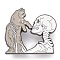 Halloween Alloy Enamel Pin Brooch, for Backpack Clothes, Skull, Cat, White, 37x41mm