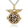 Golden Tone Brass Hollow Round Cage Pendants KK-J230-06G-1