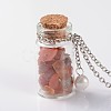 Cute Design Glass Wishing Bottle Pendant Necklaces NJEW-JN01090-3