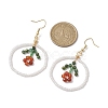 Flower Glass Seed Beads Dangle Earrings EJEW-MZ00148-02-3