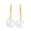 Rack Plating Brass Cubic Zirconia ABS Pearl Earring Hooks EJEW-S219-16G-07-1