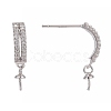 925 Sterling Silver Micro Pave Cubic Zirconia Stud Earring Findings X-STER-P035-41P-2