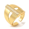 Bar Brass Micro Pave Cubic Zirconia Open Cuff Rings RJEW-U008-16G-1