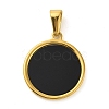 Resin Flat Round Pendants STAS-R229-13B-G-1