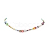 Natural Pearl & Millefiori & Seed Glass Beaded Necklace for Women NJEW-JN04160-4