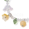 Natural Mixed Stone & Glass Beaded Stretch Bracelet with Flower Charms BJEW-JB10176-4