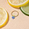 Glass & Brass Braided Fruit Finger Ring for Women RJEW-TA00047-01-2